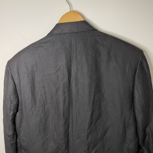 VINTAGE Guy Laroche Paris Black Men’s Linen Blend Blazer Jacket Sz 40R (42R) - Picture 4 of 16